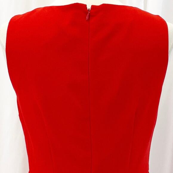 Red Sleeveless Sheath Dress with Bejeweled Neckline Party Cocktail - Picture 5 of 10